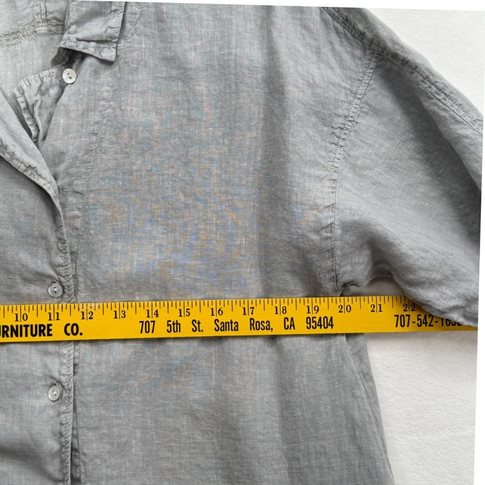 Oska Womens Linen Boxy Button Up Shirt Sz 0 Oatmeal Lagenlook Coastal Grandma - Picture 6 of 7